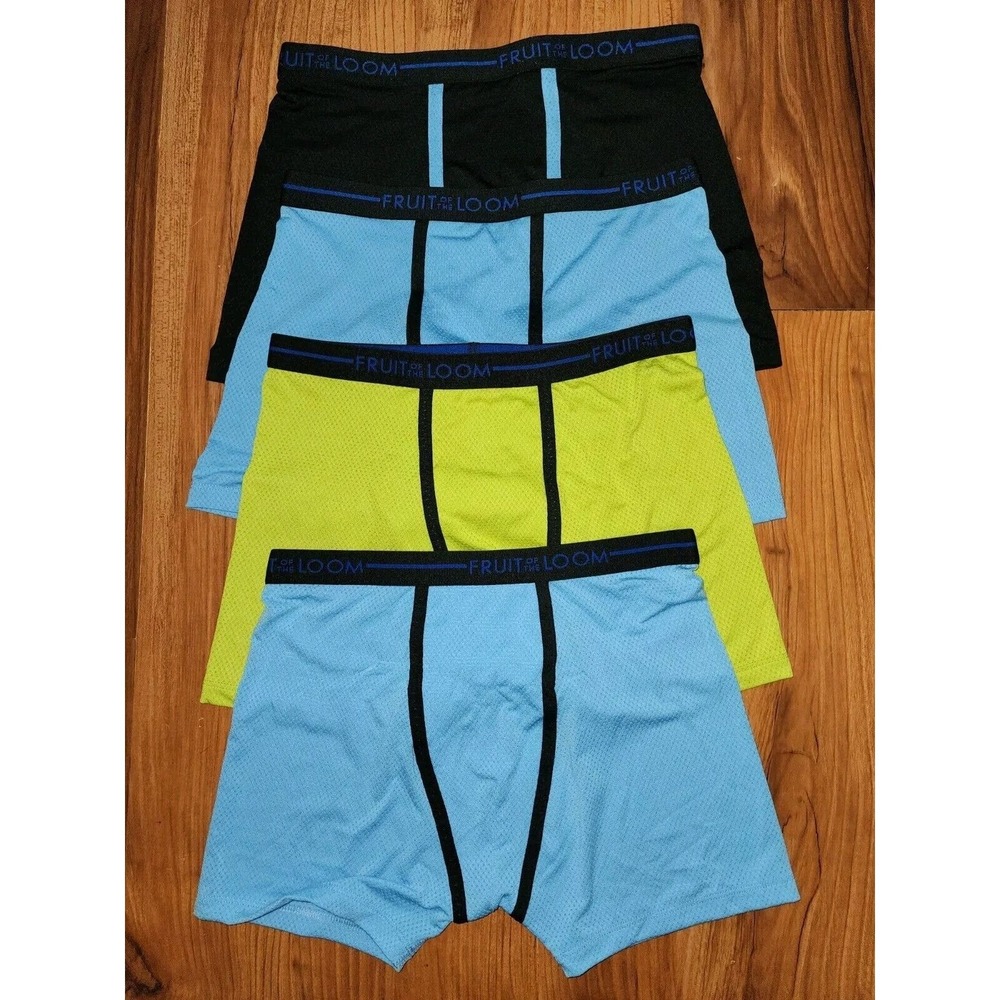 Fruit of the Loom Boys Micro-Mesh Boxer Briefs Moisture Wicking 4pk Size 14-16 L
